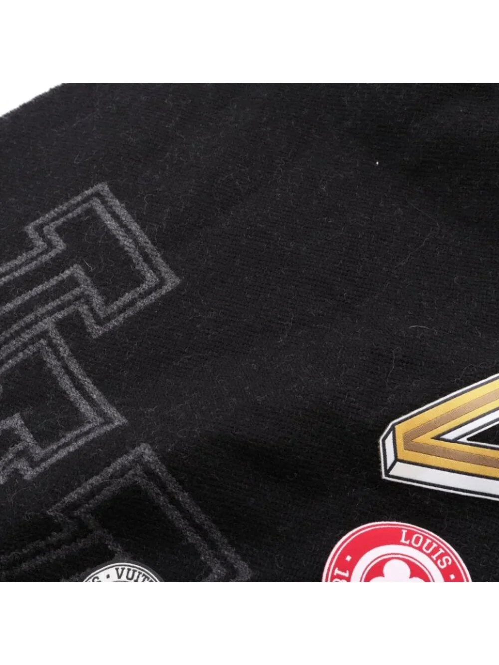 Louis Vuitton Scarf Echarpe Carre LV League Black Wool